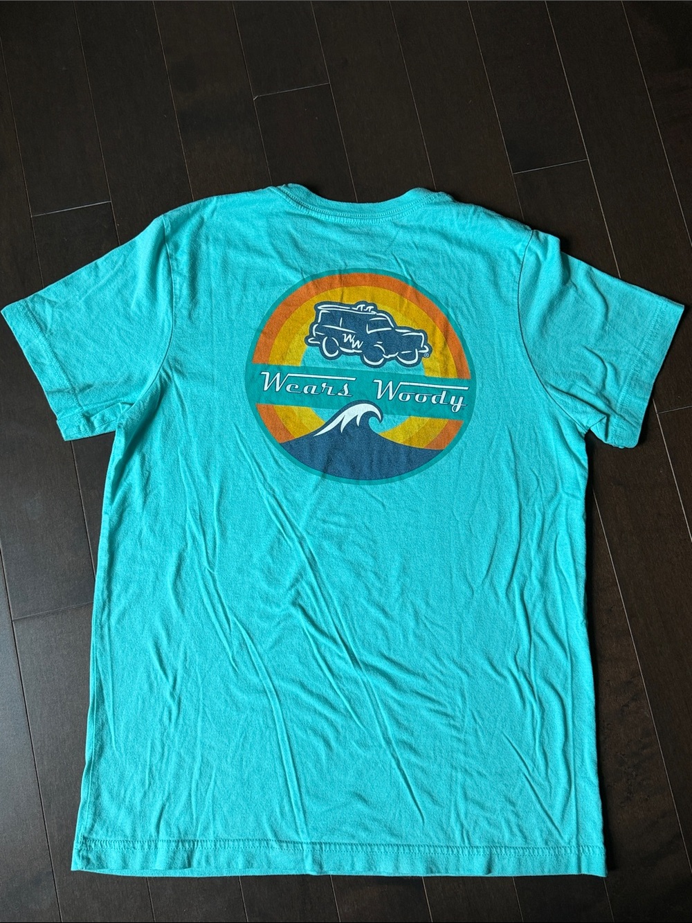 Men’s Wears Woody Bold Coastal Style Turquoise  Tee Shirt sz M